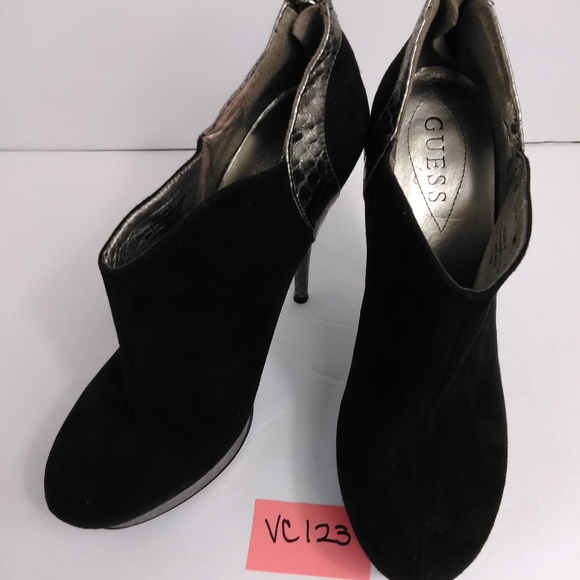 Guess Black faux suede & silver platform heel 7.5 - Picture 7 of 8